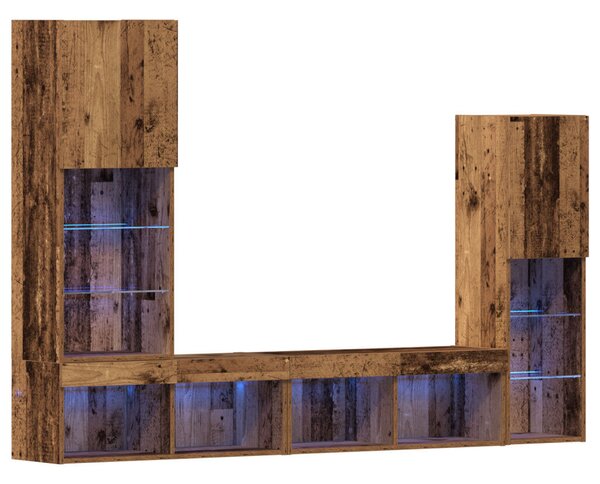 TV szekrény LED lámpákkal Megkopott fa 40.5x30x102 cm