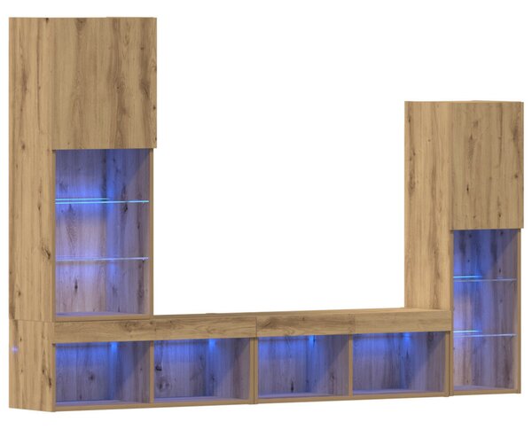 TV szekrény LED világítással Artisan tölgy 40.5x30x102 cm