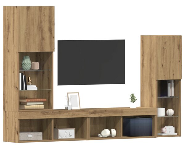 TV szekrény LED világítással Artisan tölgy 40.5x30x102 cm