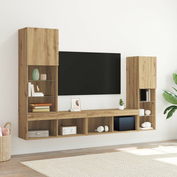 TV szekrény LED világítással Artisan tölgy 40.5x30x102 cm