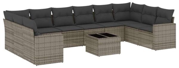 VidaXL Polyrattan Kerti Ülőgarnitúra - 11 részes - Szürke