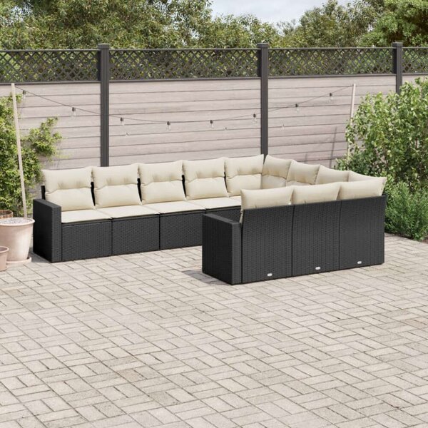 VidaXL Polyrattan Kerti Ülőgarnitúra - 10 részes - Fekete