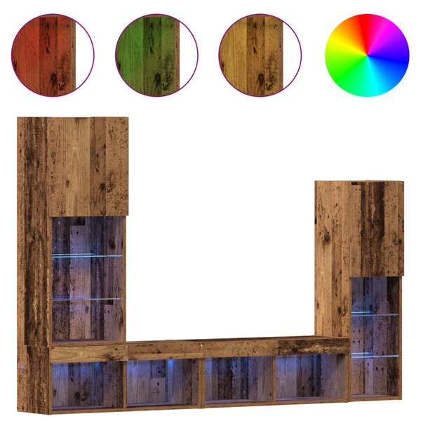 TV szekrény LED lámpákkal Megkopott fa 40.5x30x102 cm