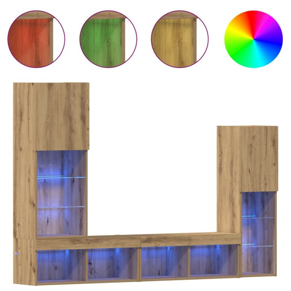 TV szekrény LED világítással Artisan tölgy 40.5x30x102 cm