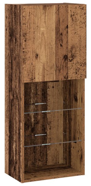 TV szekrény LED lámpákkal Megkopott fa 40.5x30x102 cm