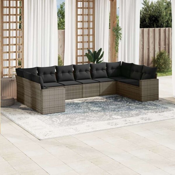 VidaXL Polyrattan Kerti Ülőgarnitúra - 10 részes - Szürke