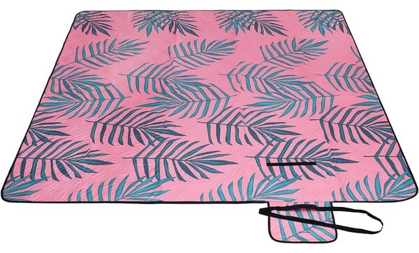 SONGMICS piknik takaró, strand pléd 200 x 200 cm, páfrányminta és rózsa