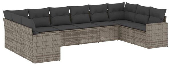VidaXL Polyrattan Kerti Ülőgarnitúra - 10 részes - Szürke