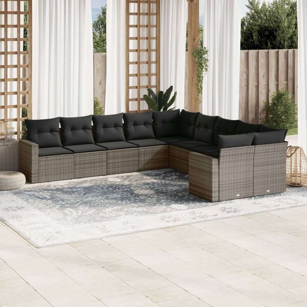 VidaXL Polyrattan Kerti Ülőgarnitúra - Szürke - 10 részes