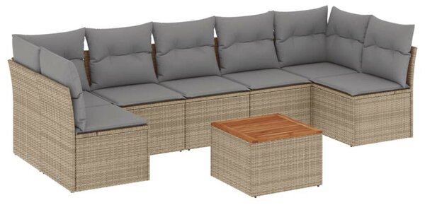 VidaXL Polyrattan Kerti Ülőgarnitúra - 8 részes - Bézs
