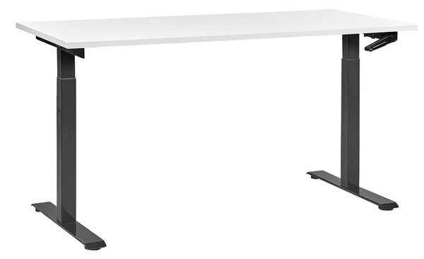 Manuálisan állítható asztal DESTINES Fehér/fekete 160 cm 72 cm