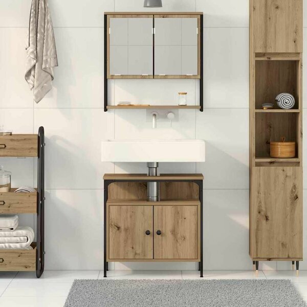2 Darabos Fürdőszobai Bútor Szett Mesteri Tölgy Engineered Wood
