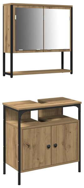 2 Darabos Fürdőszobai Bútor Szett Mesteri Tölgy Engineered Wood