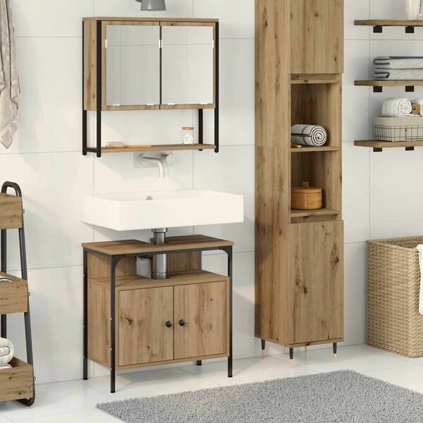 2 Darabos Fürdőszobai Bútor Szett Mesteri Tölgy Engineered Wood