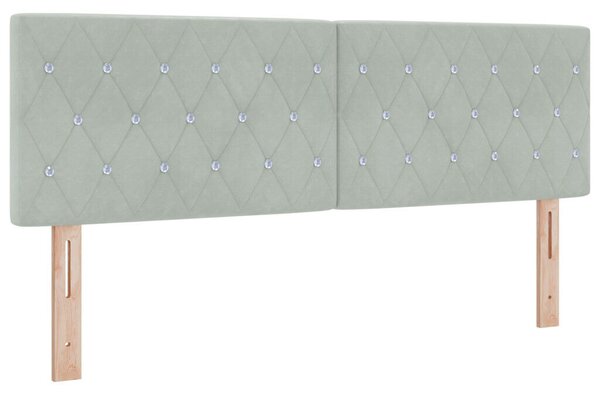 LED fejvég kristály gombbal tuftált világosszürke 72 cm bársony