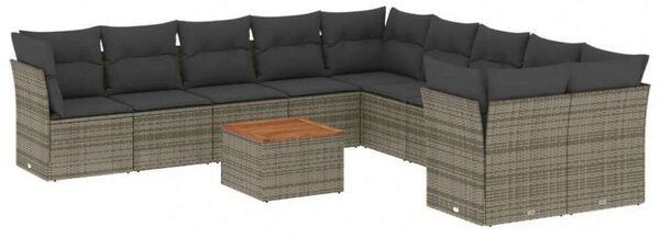 VidaXL Polyrattan Kerti Ülőgarnitúra - 11 részes - Szürke