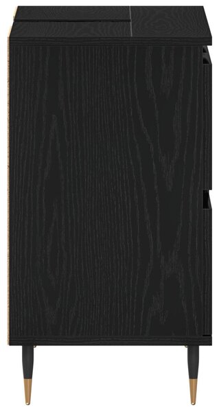 Fürdőszoba Mosdó Szekrény Fekete Tölgy 80x33x60 cm Mérnöki Fa