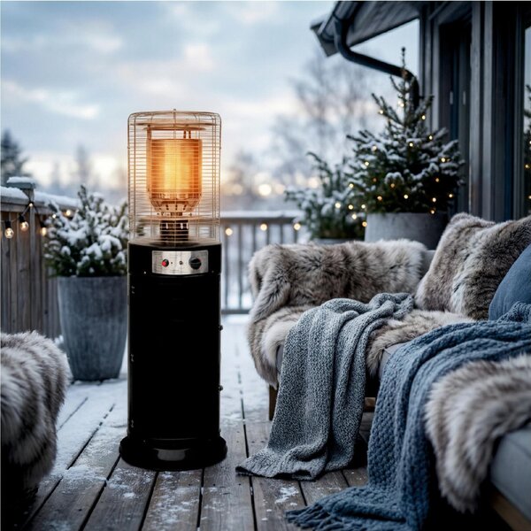HOME FG135 hordozható gáz teraszfűtő, max. 12 kW, kerekes, rozsdamentes égőfej, elektromos gyújtás