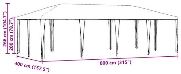 VidaXL Parti Sátor 8x4 m, PE, Kék