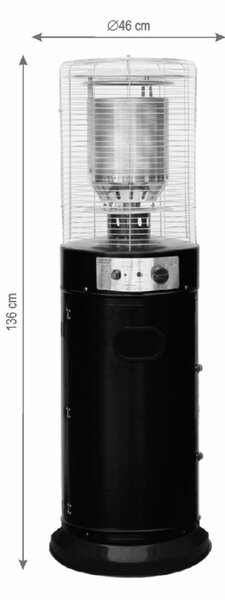 HOME FG135 hordozható gáz teraszfűtő, max. 12 kW, kerekes, rozsdamentes égőfej, elektromos gyújtás