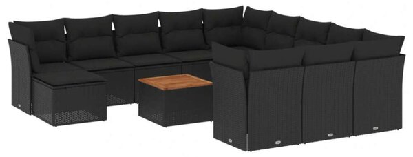 VidaXL Polyrattan Kerti Ülőgarnitúra - 13 részes - Fekete