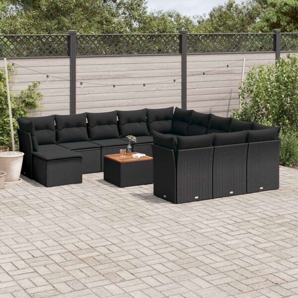 VidaXL Polyrattan Kerti Ülőgarnitúra - 13 részes - Fekete