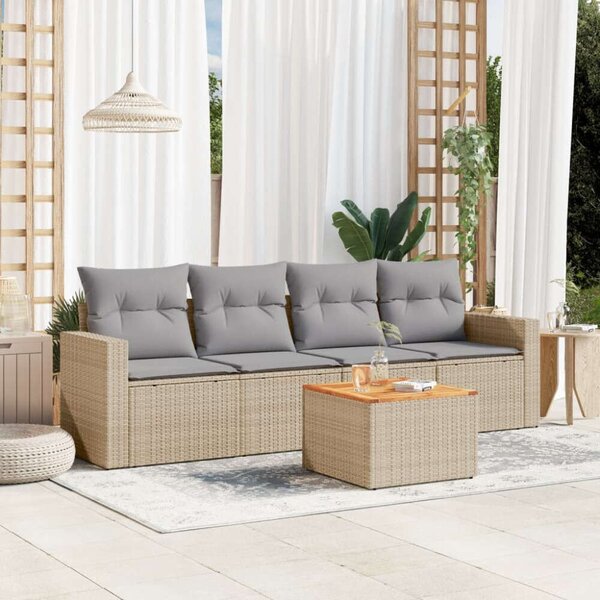VidaXL Polyrattan Kerti Ülőgarnitúra - 5 részes - Bézs
