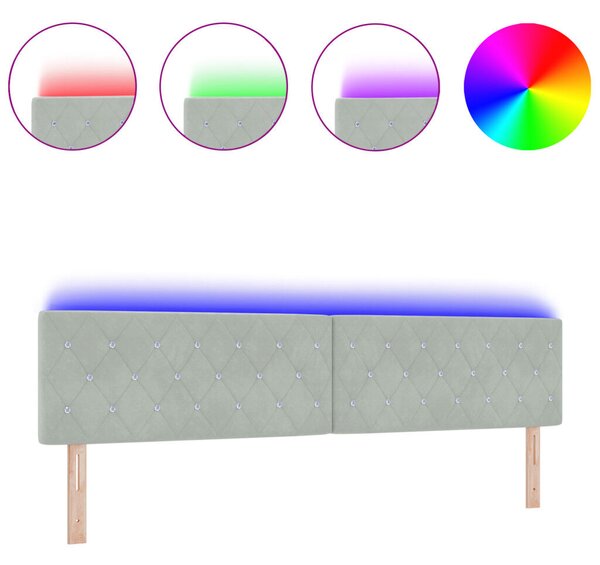 LED fejvég kristálygombos tűzött világosszürke 100 cm velúr