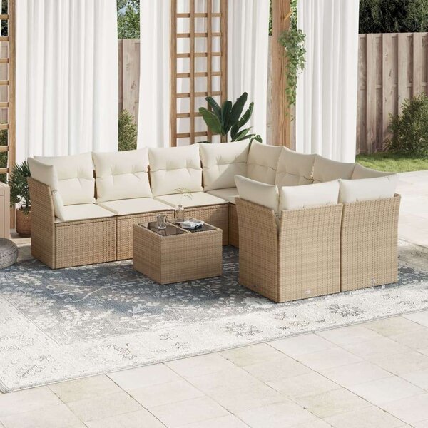 VidaXL Polyrattan Kerti Ülőgarnitúra - Bézs - 9 részes