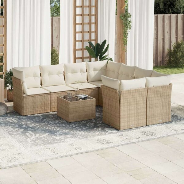 VidaXL Polyrattan Kerti Ülőgarnitúra - Bézs - 9 részes