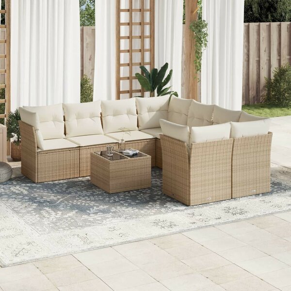 VidaXL Polyrattan Kerti Ülőgarnitúra - Bézs - 9 részes