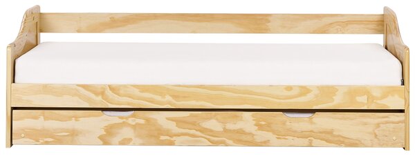 Kihúzható heverő Fenyő LUNERAY 90 x 200 cm Világosbarna