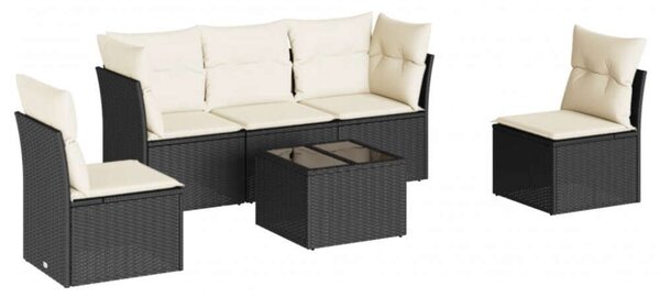 Polyrattan Kerti Ülőgarnitúra - 6 részes - Fekete