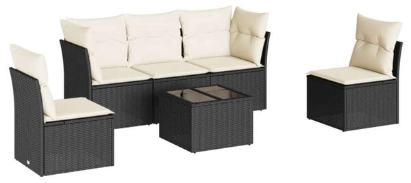 Polyrattan Kerti Ülőgarnitúra - 6 részes - Fekete