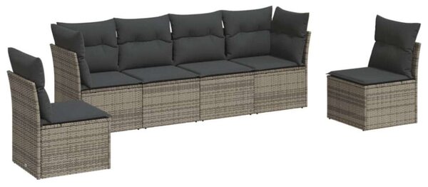 Polyrattan Kerti Ülőgarnitúra - 6 részes - Szürke