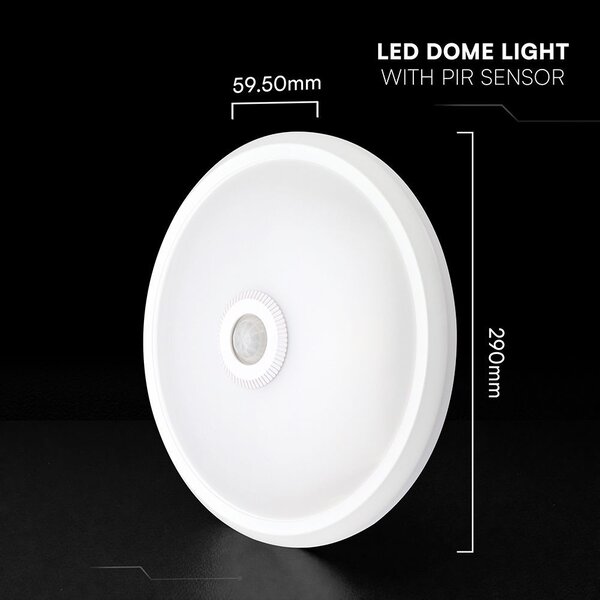 V-TAC CREE SMD 12W mennyezeti LED lámpa, mozgásérzékelővel, hideg fehér - SKU 218096