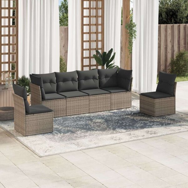 Polyrattan Kerti Ülőgarnitúra - 6 részes - Szürke
