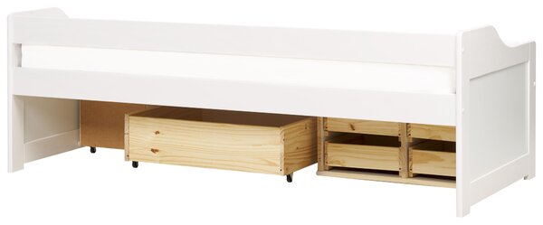 Ágyneműtartós heverő Fenyő ROYVILLE 90 x 200 cm Fehér