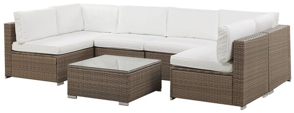 BELVEDERE 6 személyes Kerti sarok ülőgarnitúra Fehér PE Rattan