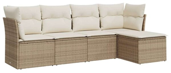 VidaXL Polyrattan Kerti Ülőgarnitúra - 5 részes - Bézs