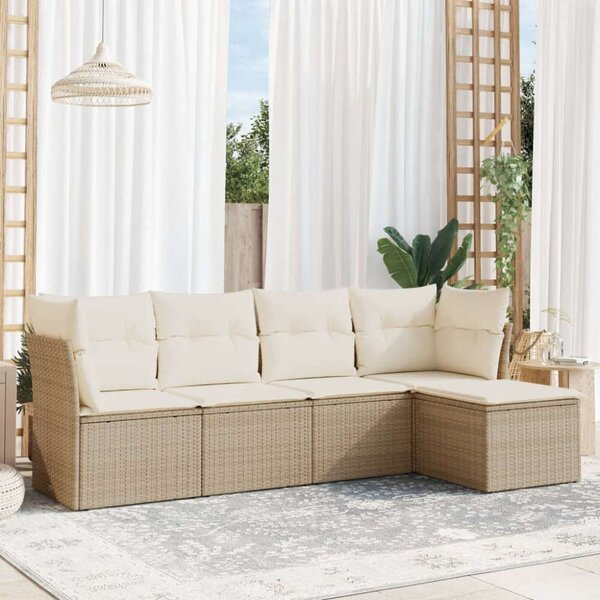 VidaXL Polyrattan Kerti Ülőgarnitúra - 5 részes - Bézs