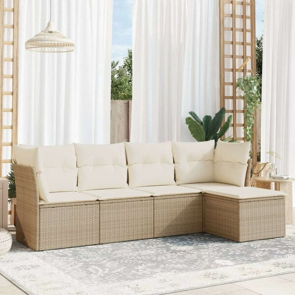 VidaXL Polyrattan Kerti Ülőgarnitúra - 5 részes - Bézs