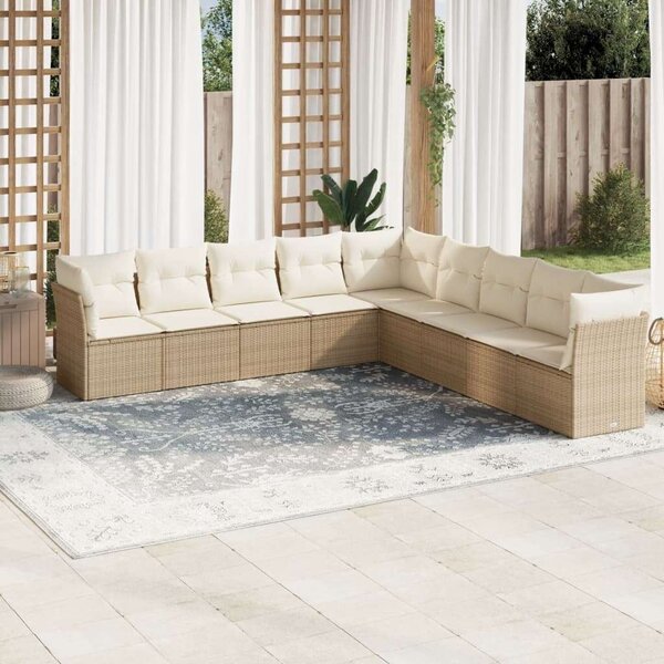 VidaXL Polyrattan Kerti Ülőgarnitúra - 9 részes - Bézs