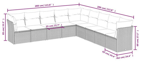 VidaXL Polyrattan Kerti Ülőgarnitúra - 9 részes - Bézs