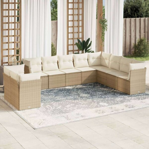 VidaXL Polyrattan Kerti Ülőgarnitúra - Bézs - 10 részes