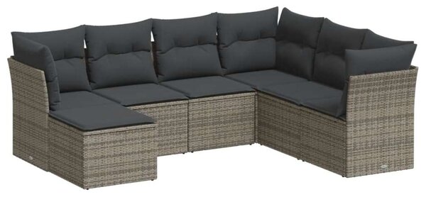 Polyrattan Kerti Ülőgarnitúra - 7 részes - Szürke