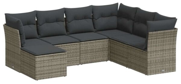 Polyrattan Kerti Ülőgarnitúra - 7 részes - Szürke