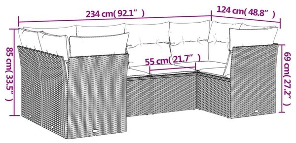 VidaXL Polyrattan Kerti Ülőgarnitúra - Bézs - 6 részes