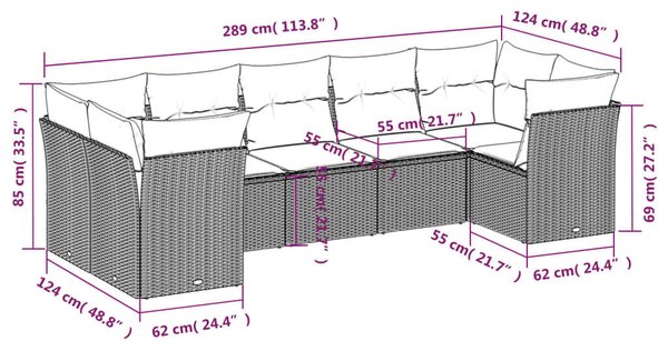VidaXL Polyrattan Kerti Ülőgarnitúra - 7 részes - Bézs