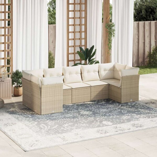 VidaXL Polyrattan Kerti Ülőgarnitúra - 7 részes - Bézs